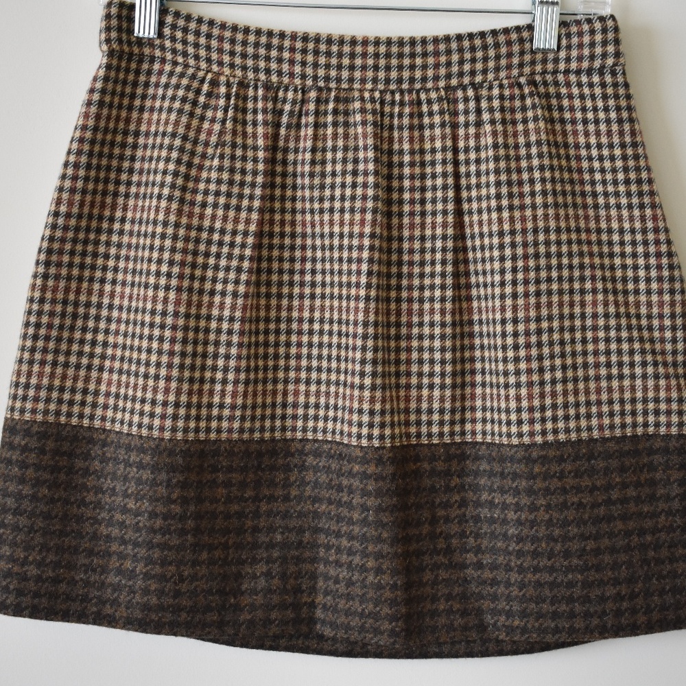 J. Crew Houndstooth Wool Mini-Skirt